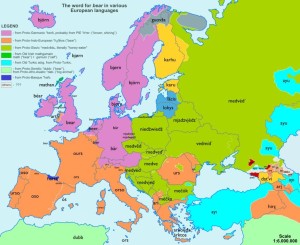 etymologická mapa Evropy_medvěd